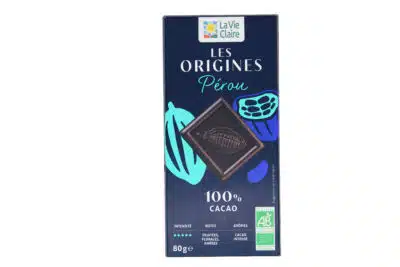 Tablette chocolat noir 100% Pérou bio