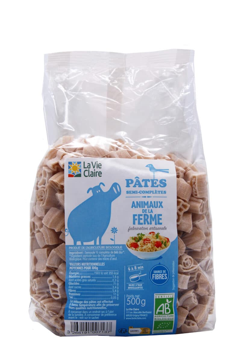 Pâtes semi-complètes animaux de la ferme bio