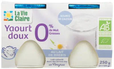 Yaourt doux de brebis 0% de Matières grasses 2x125g