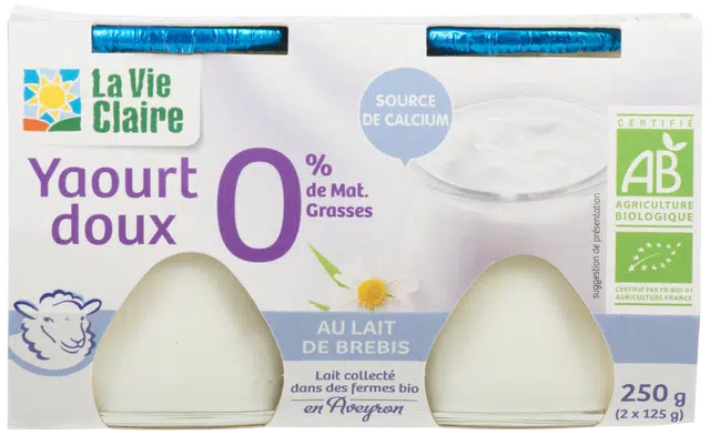 Yaourt doux de brebis 0% de Matières grasses 2x125g