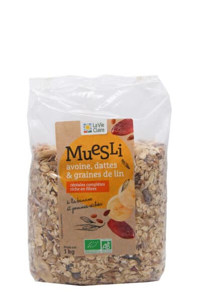 Muesli à l'avoine, dattes et graines de lin bio