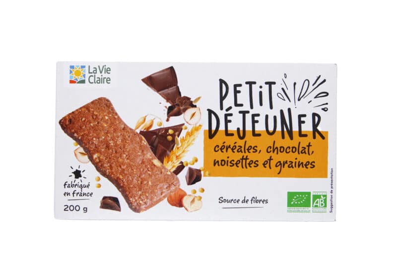 Biscuits petit déjeuner au chocolat et noisette bio