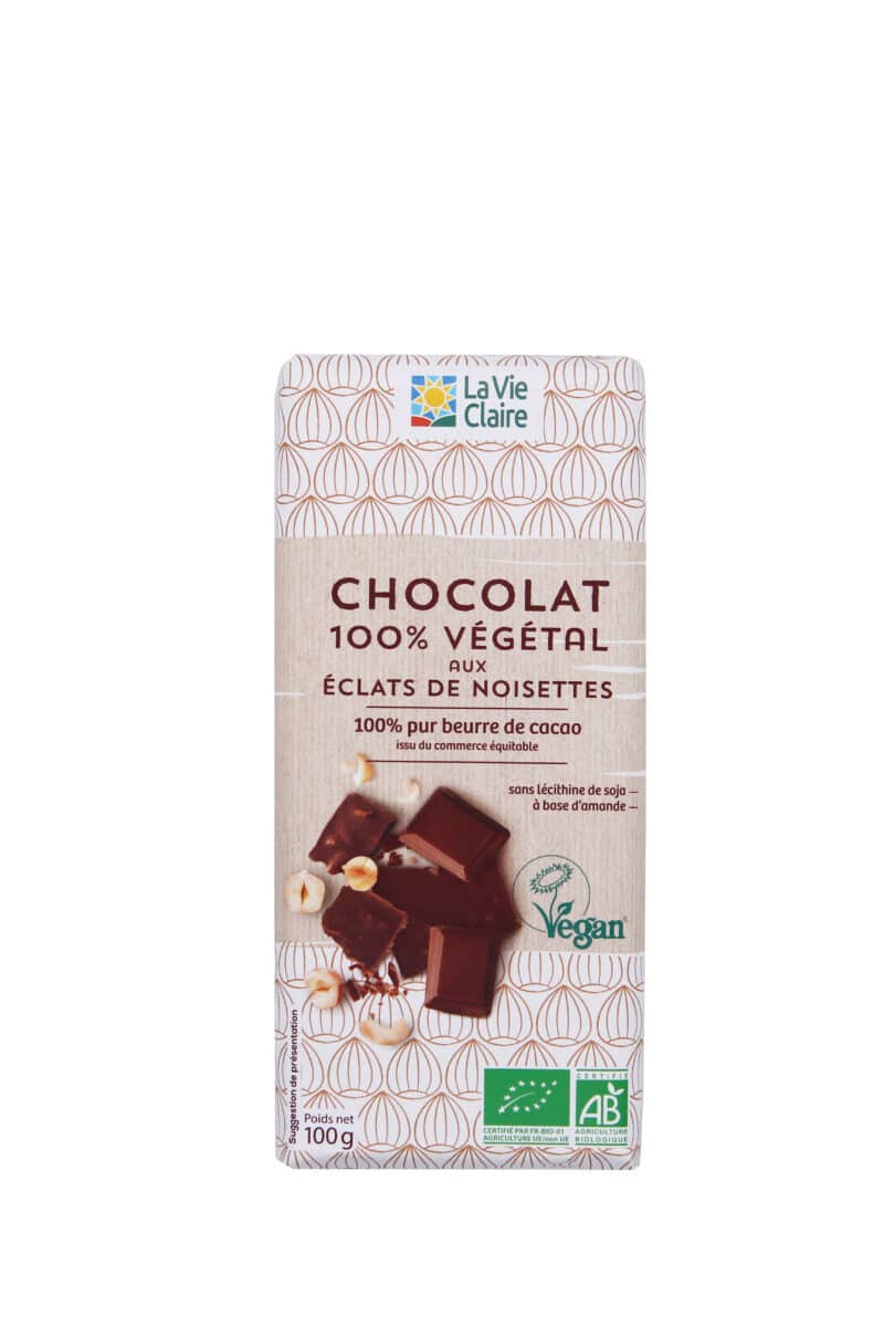 Chocolat végétal aux noisettes entières bio