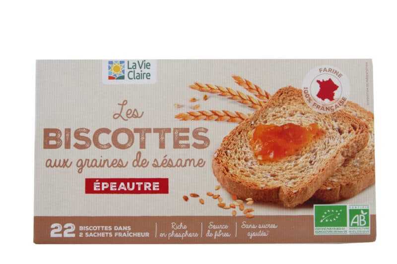 Biscottes à l'épeautre et aux graines de sésame bio