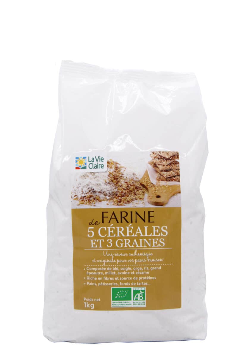 Farine de 5 céréales et 3 graines bio