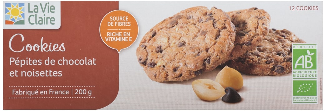 Cookies aux pépites de chocolat et noisettes bio