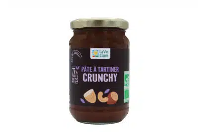 Pâte à tartiner 77 % fruits secs crunchy.