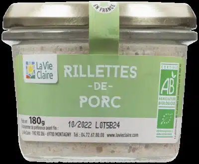 RILLETTES DE PORC BIO 180G