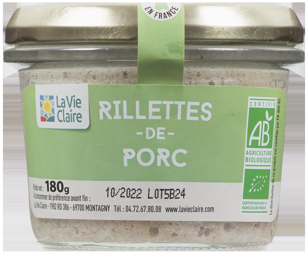 RILLETTES DE PORC BIO 180G