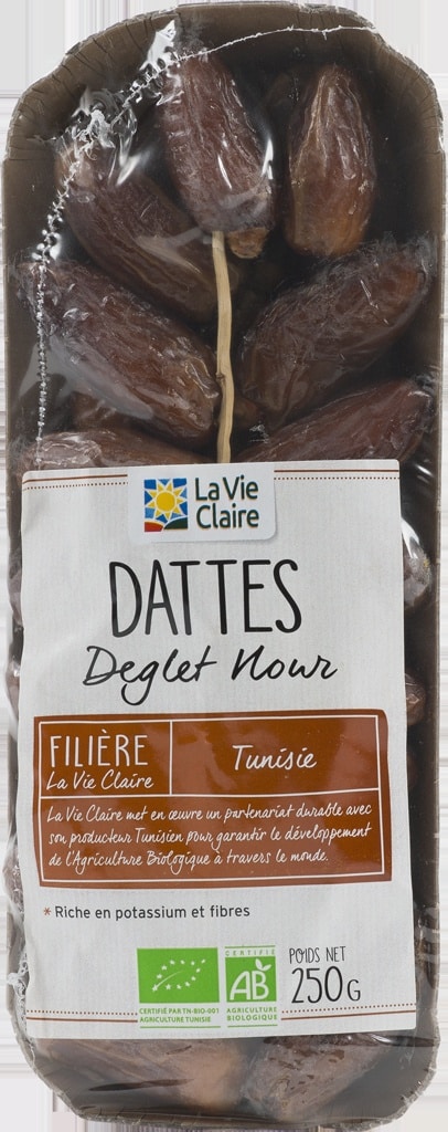 Dattes BIO Deglet Nour dAlgérie - en ravier 250 g x 24 - Catégorie 1