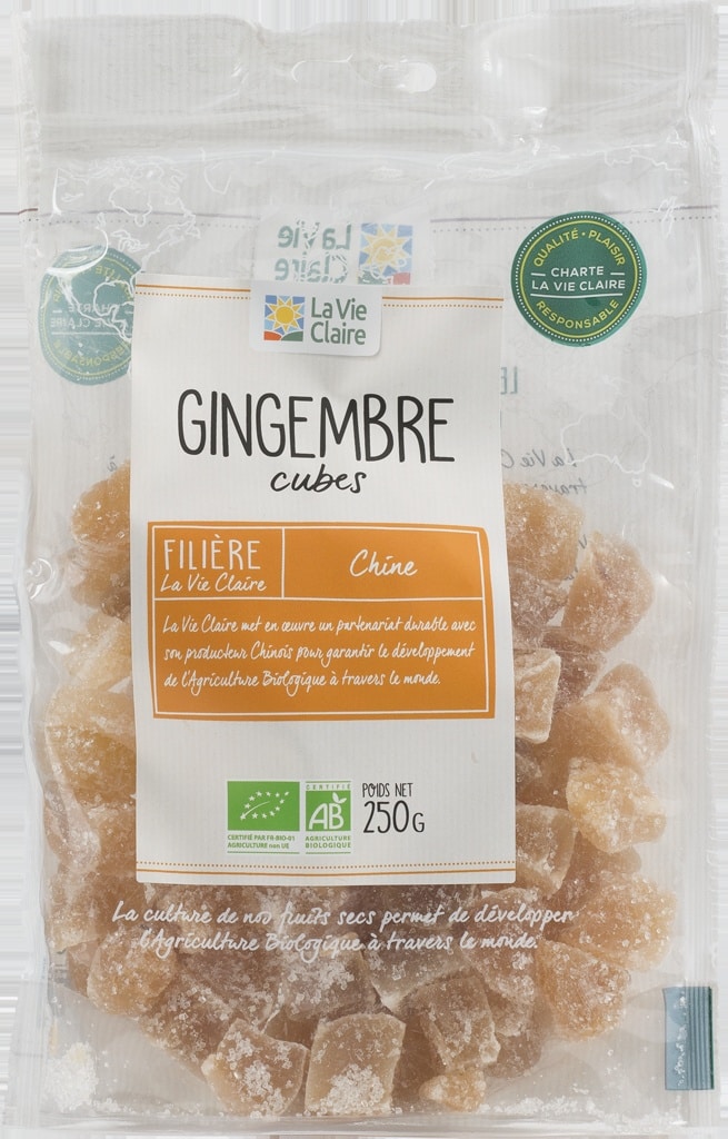 Gingembre confit en cubes bio