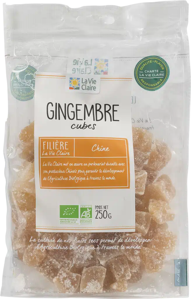 Gingembre confit en cubes bio