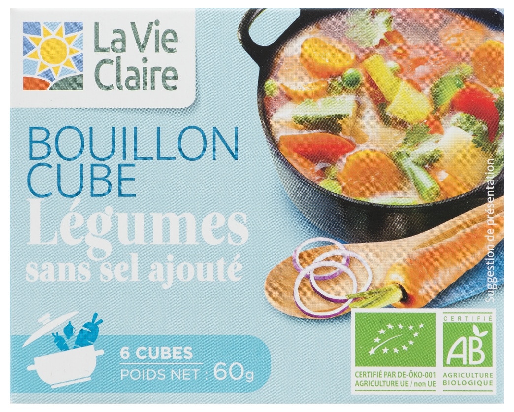 Bouillon cude légumes sans sel ajouté bio