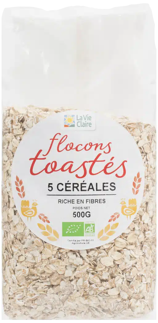Flocons aux 5 céréales toastés précuits bio