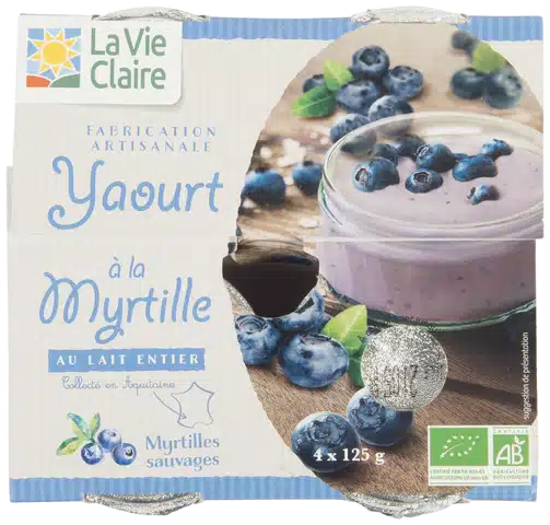 Yaourt brassé myrtille sauvage bio