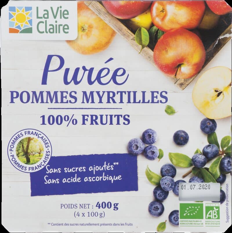 Purée pommes myrtilles bio
