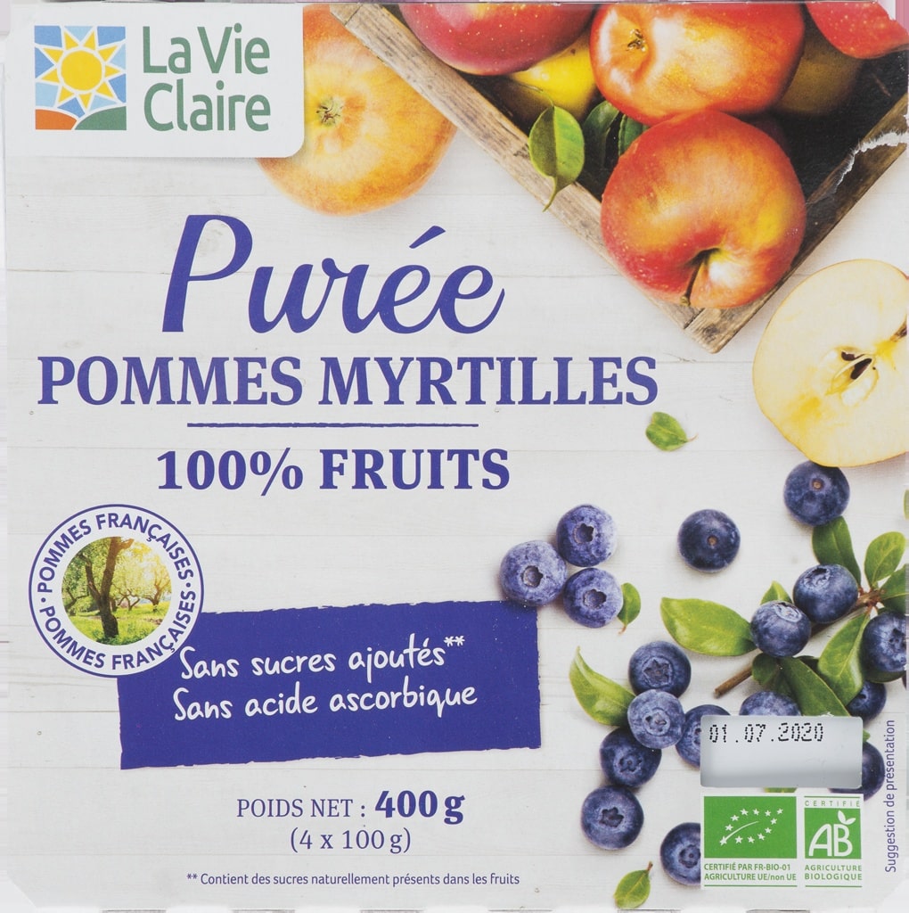 Purée pommes myrtilles bio