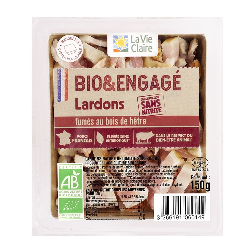 Lardons fumés sans nitrite bio