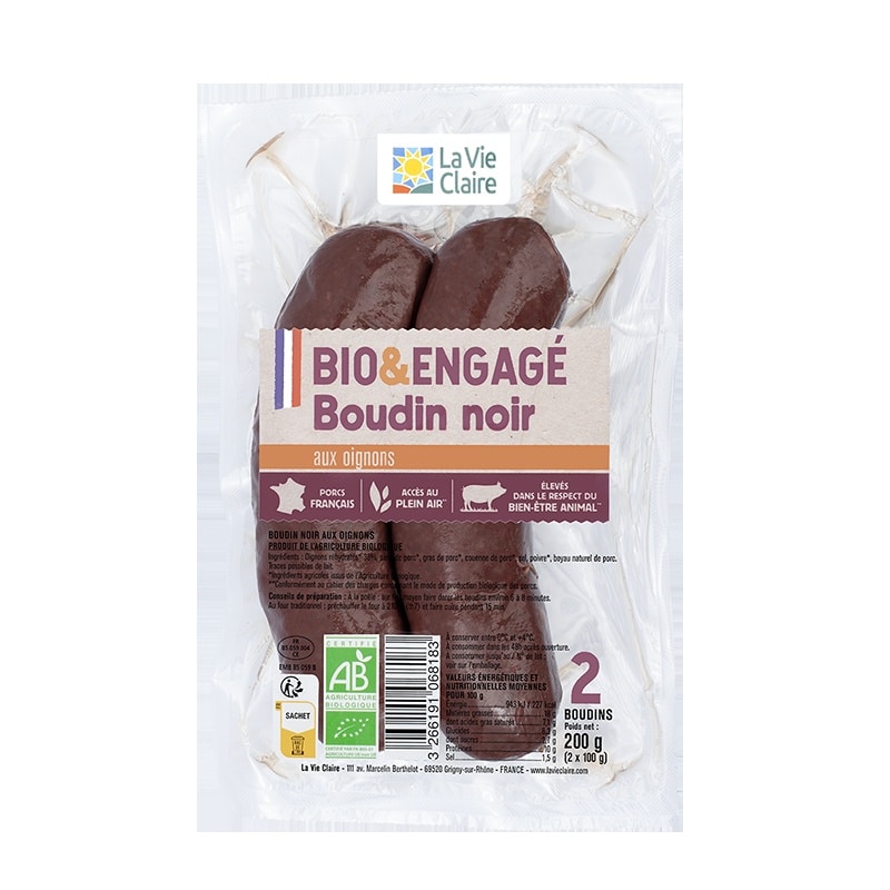 Boudins noirs aux oignons bio
