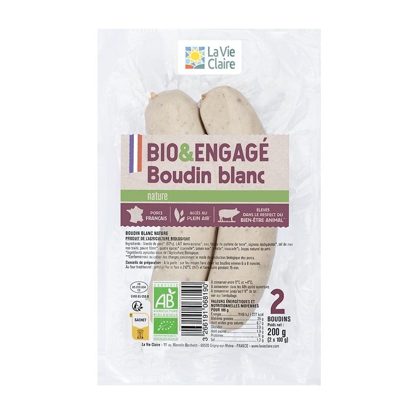 Boudins blancs nature bio