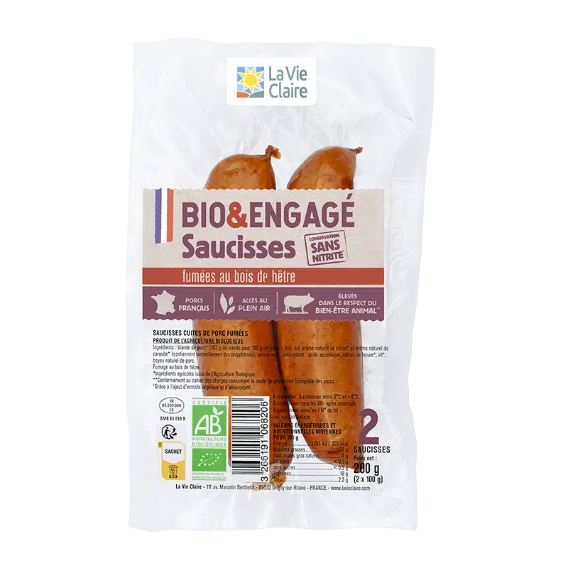 Saucisse fumée conservation sans nitrite bio