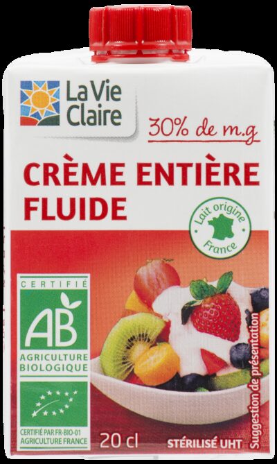 Crème entière fluide bio