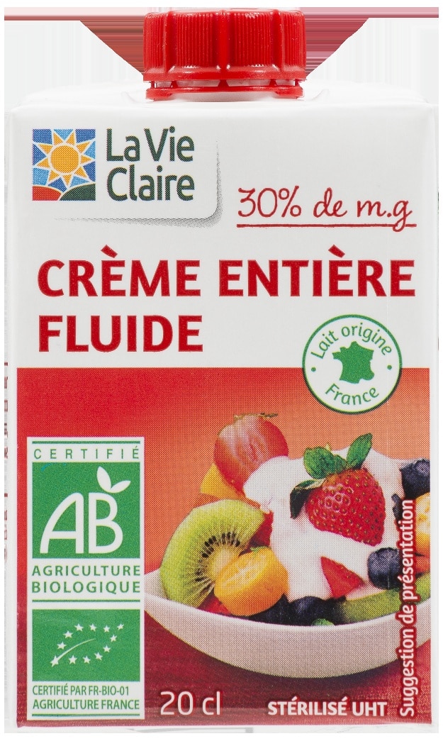 Crème entière fluide bio