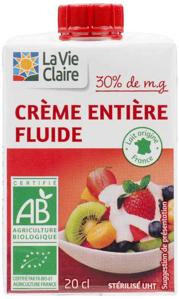 Crème entière fluide bio