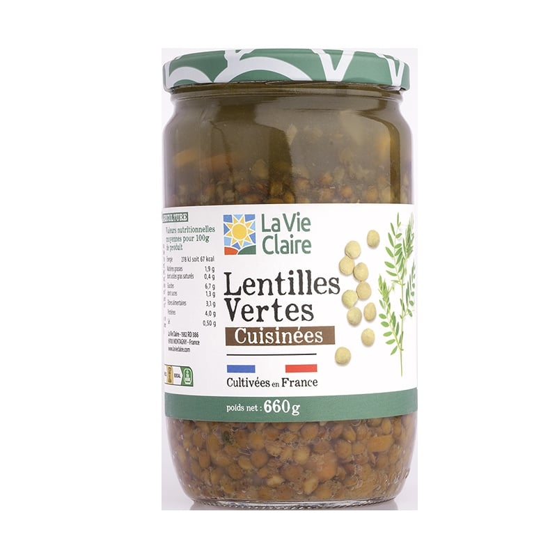 Lentilles vertes cuisinées