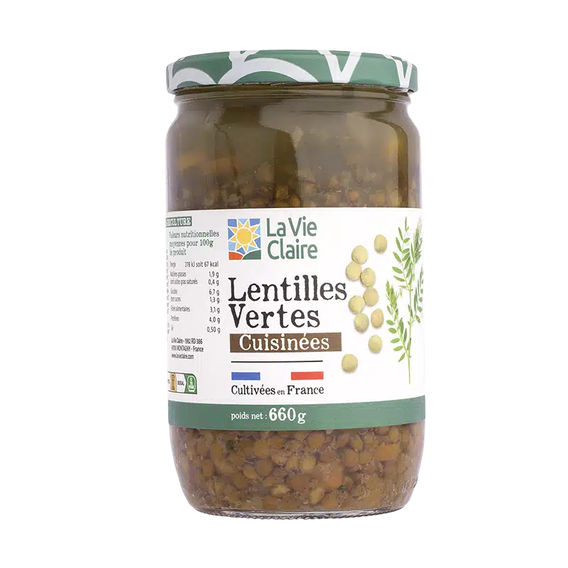 Lentilles vertes cuisinées