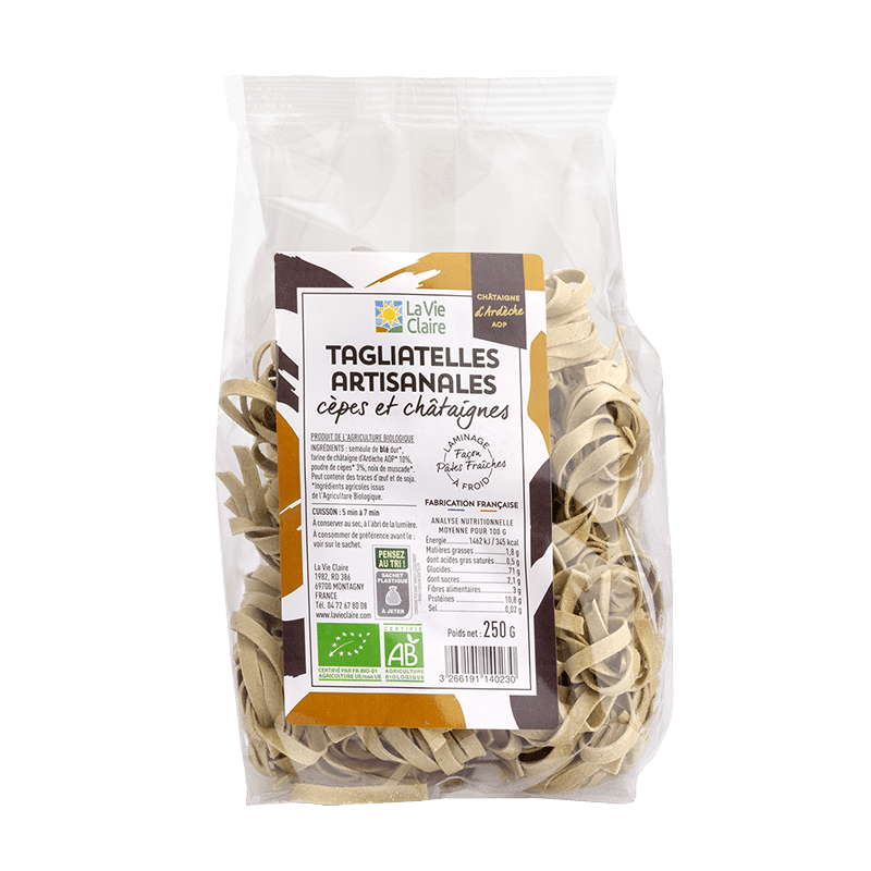 Tagliatelles cèpes et châtaignes bio