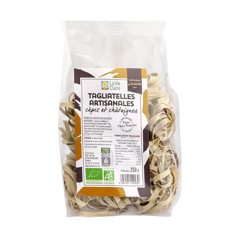 Tagliatelles cèpes et châtaignes bio