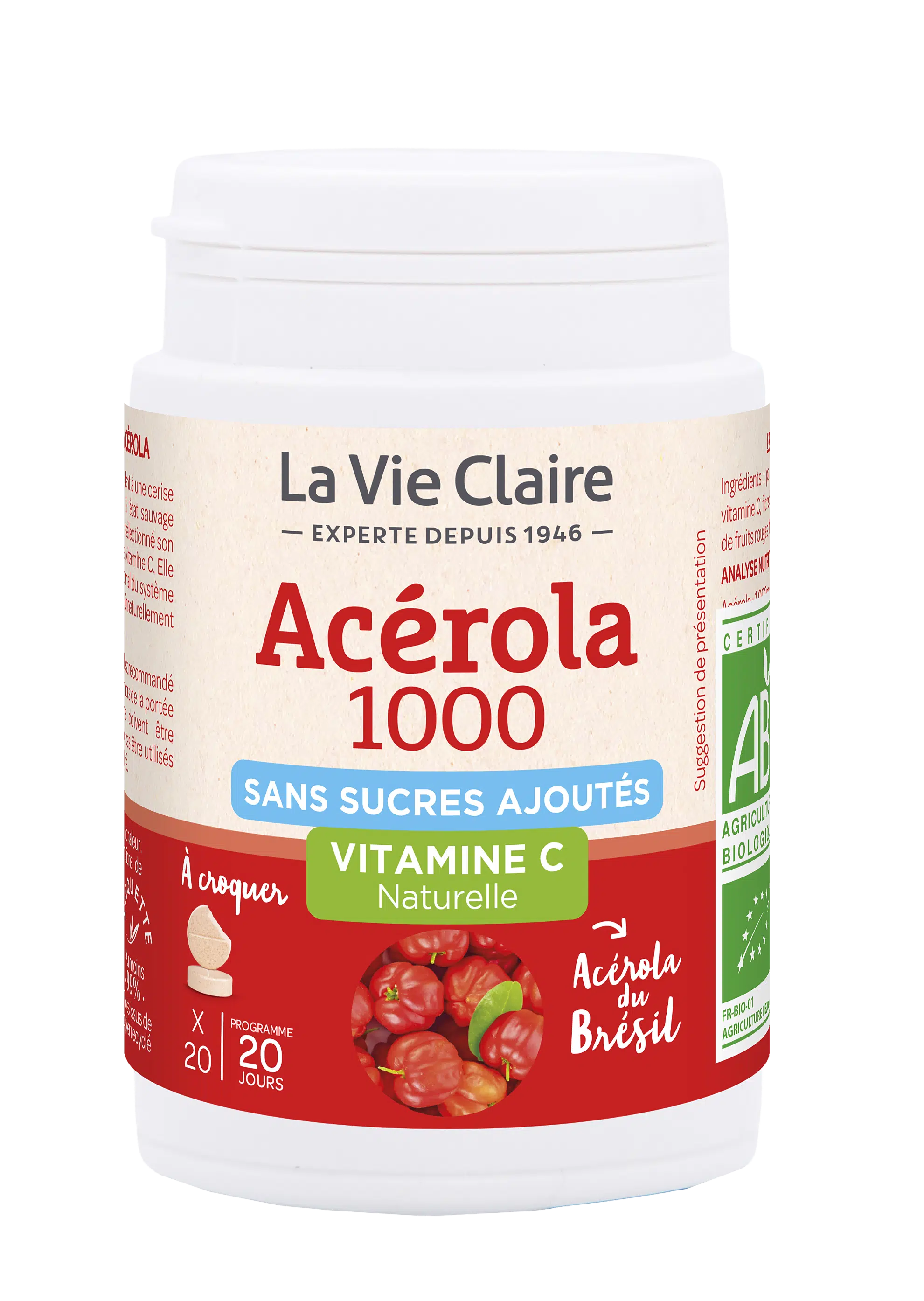 Acérola 1000 sans sucres ajoutés bio