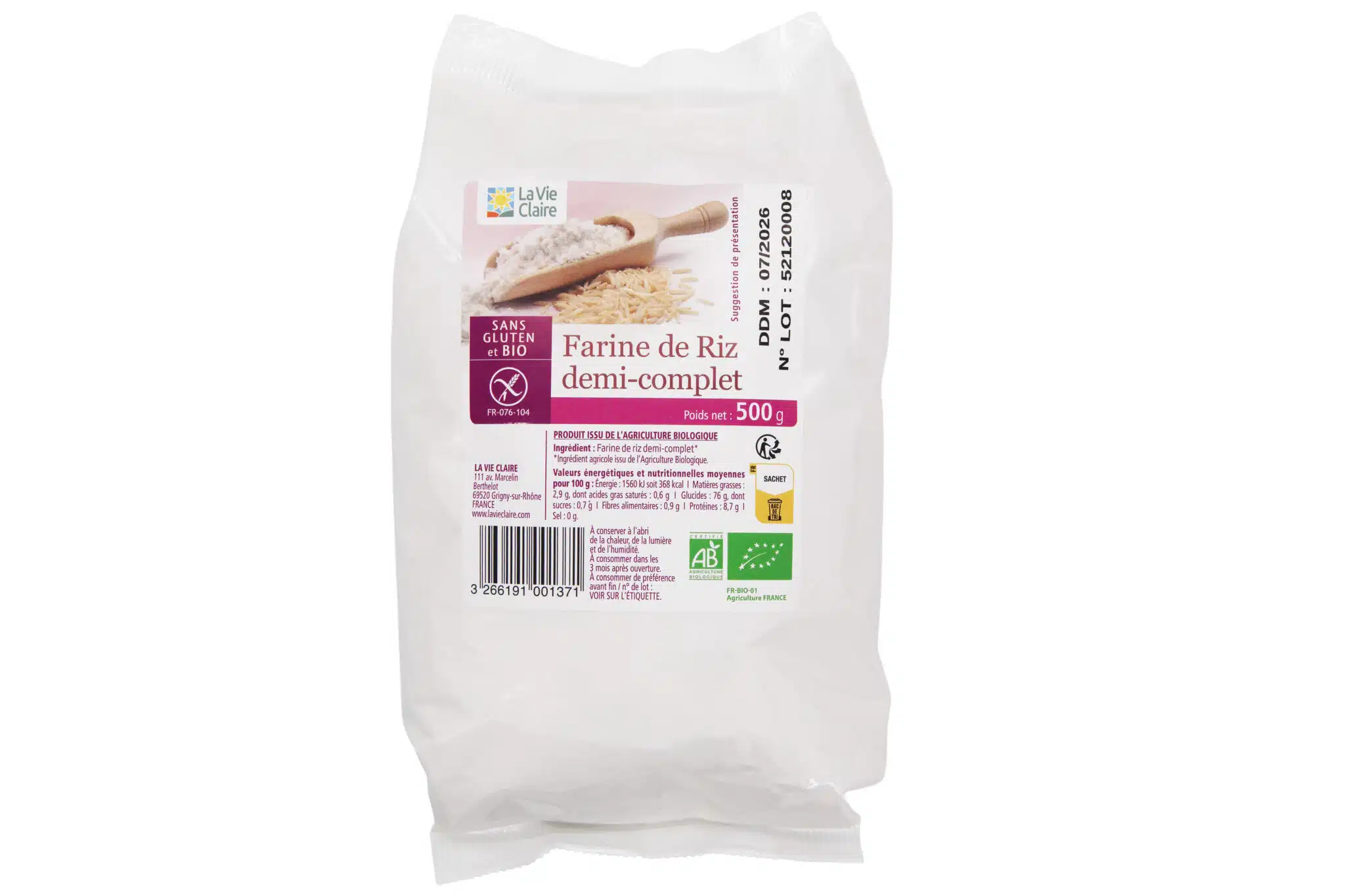 FARINE DE RIZ DEMI COMPLET 500G