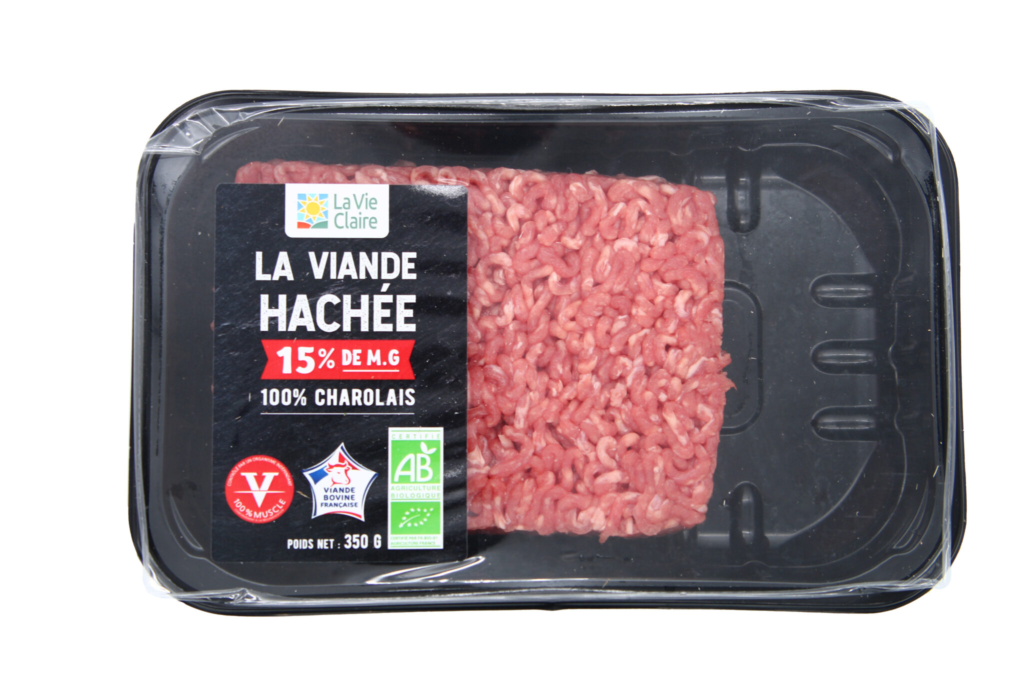 Viande hachée pur bœuf races à viande 15% MG