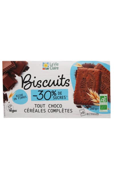 Biscuit vegan au blé complet et au chocolat bio