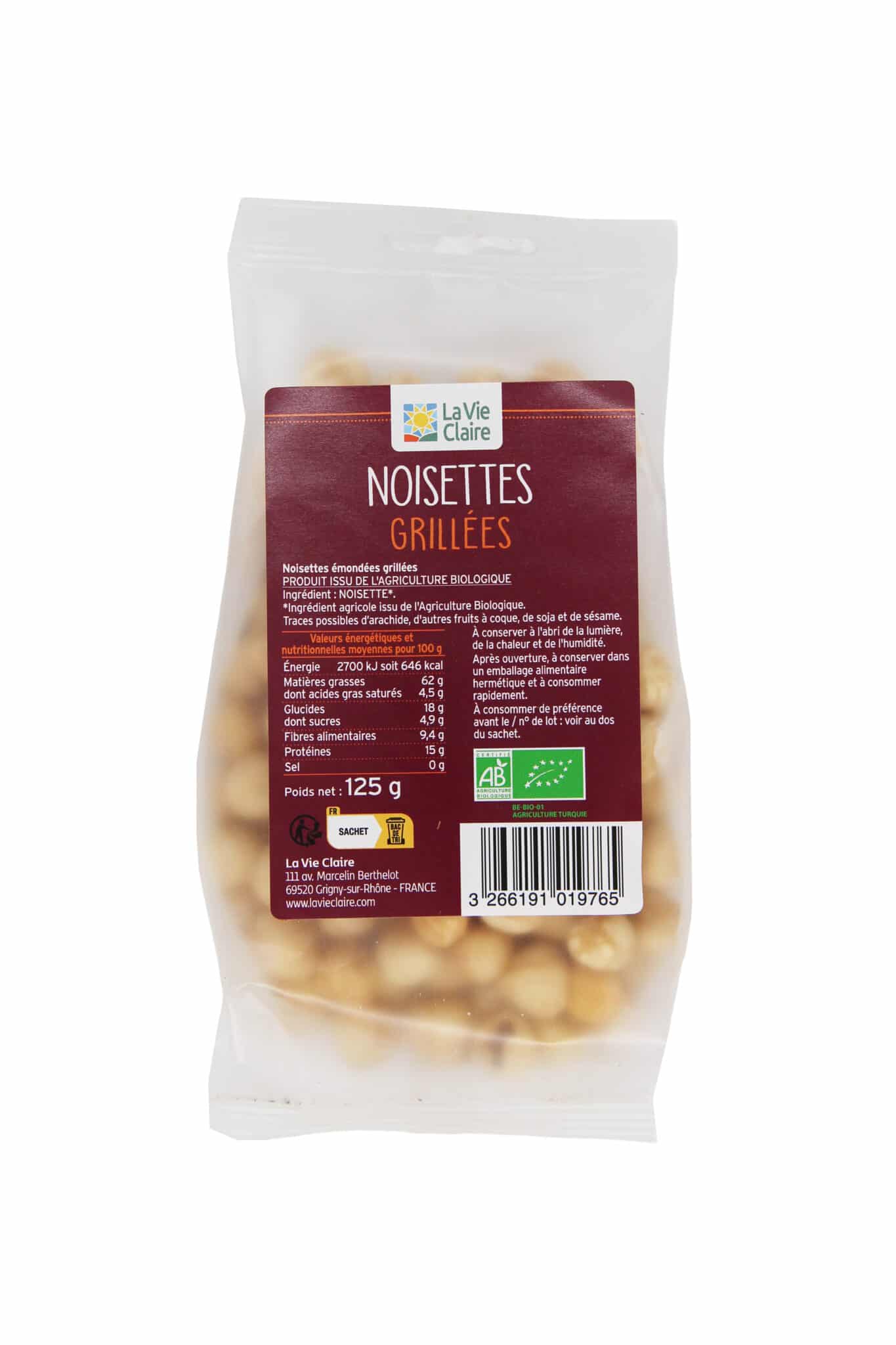 Noisette émondée grillée biologique