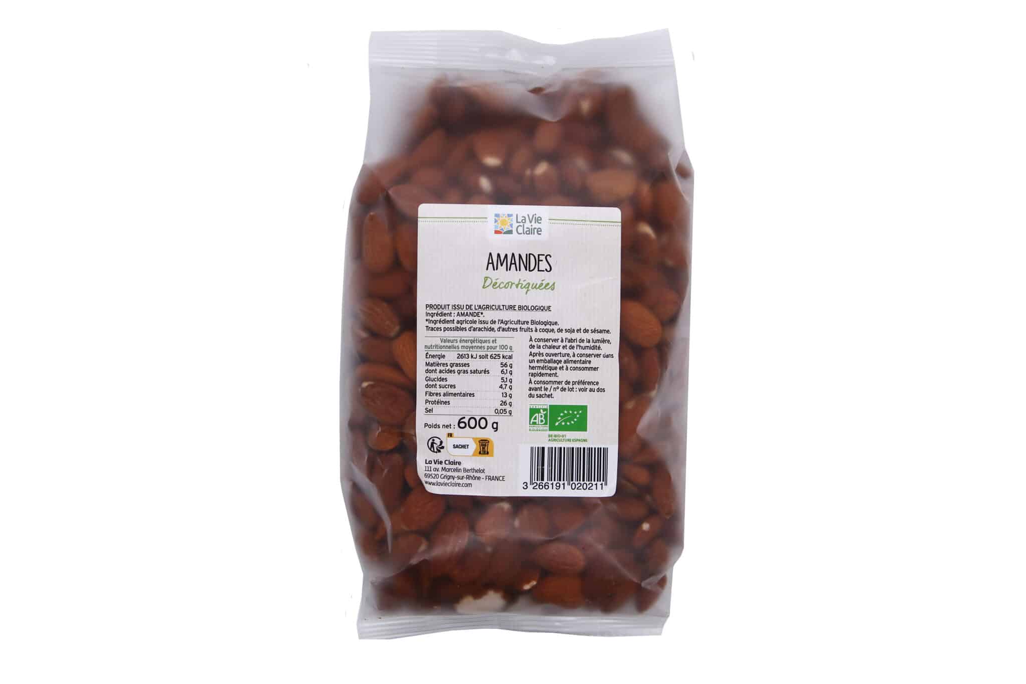Amandes décortiquées bio