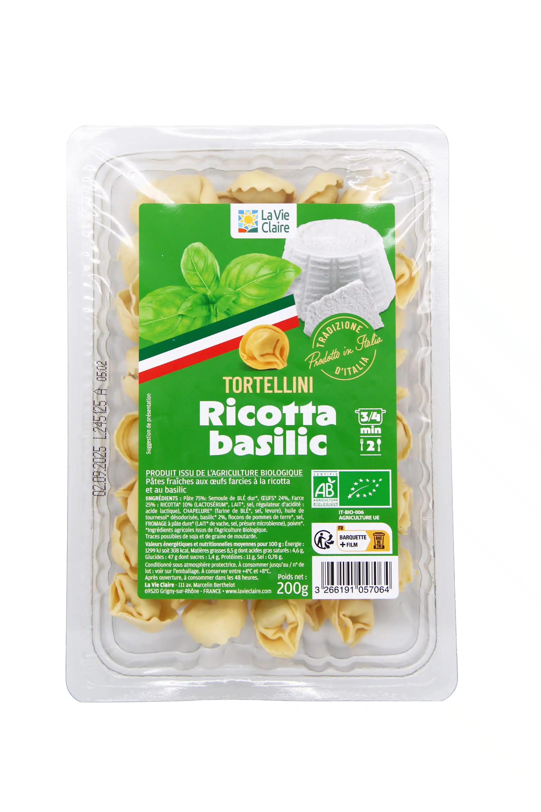Tortellini Ricotta Basilic bio