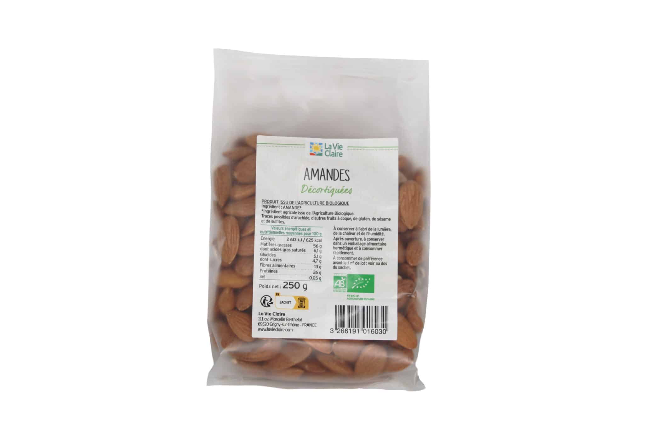 Amandes décortiquées bio