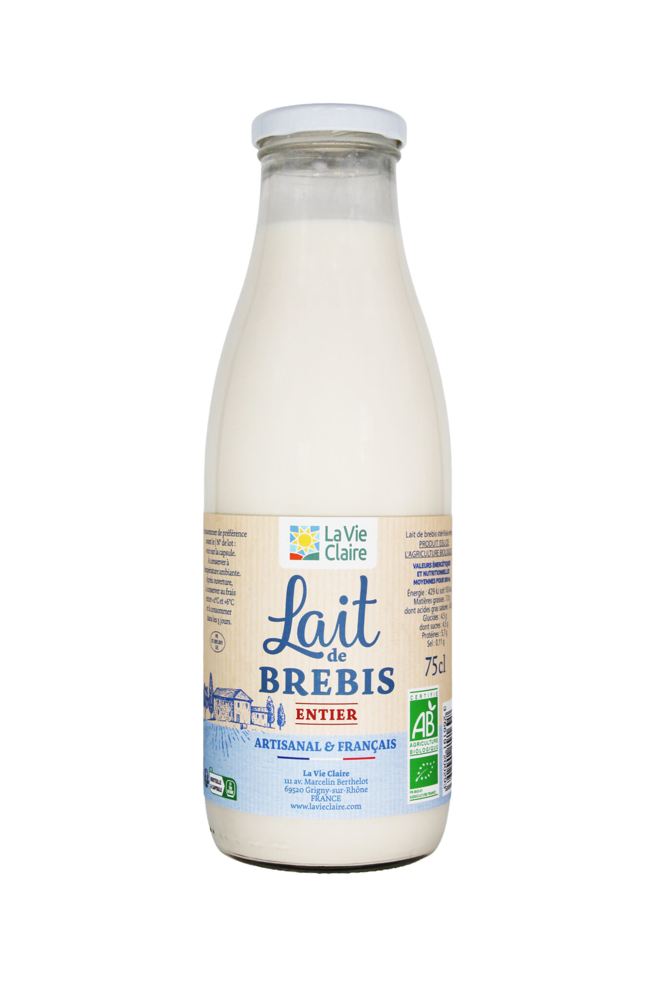 Lait de brebis entier bio