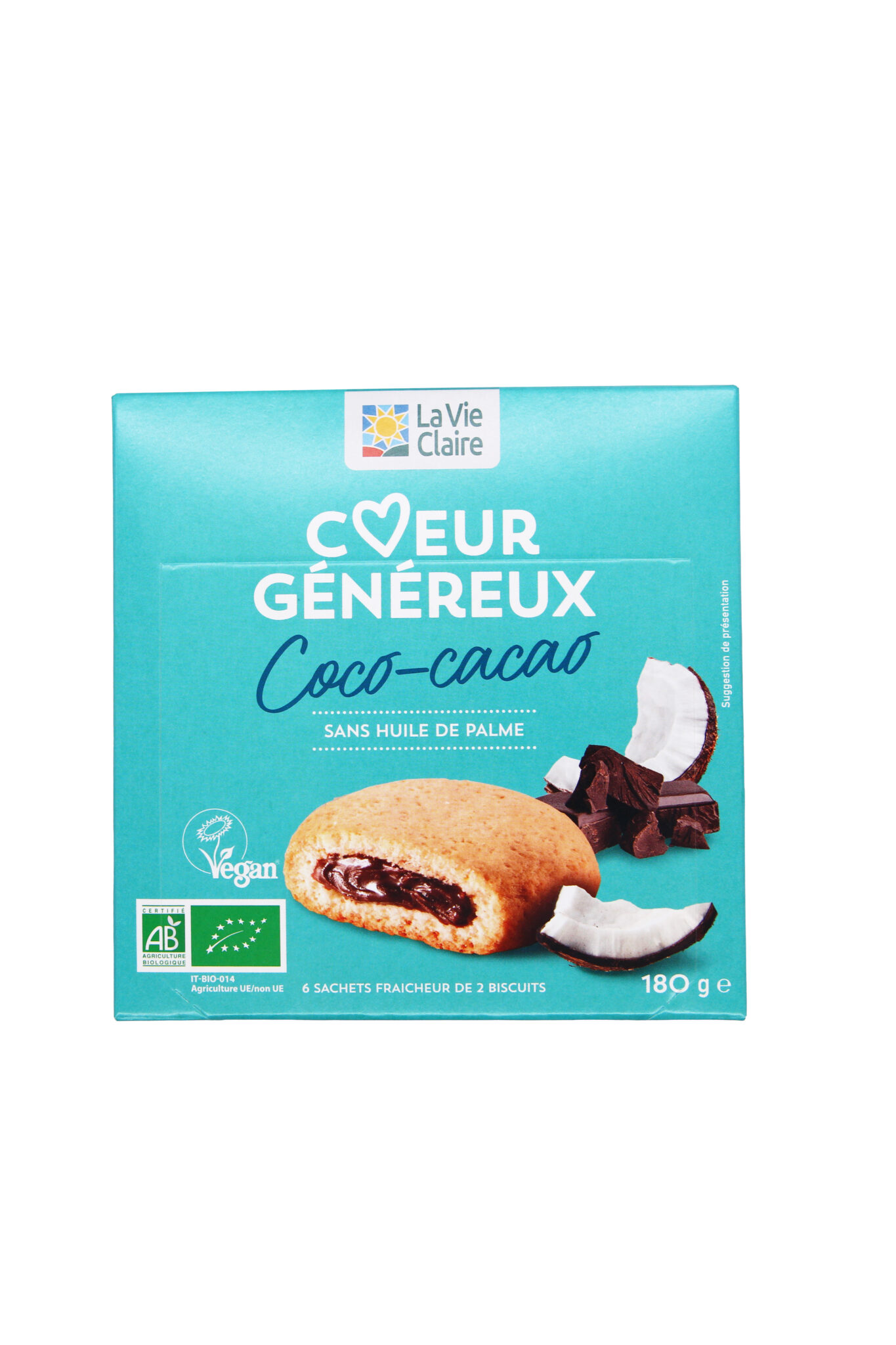 Biscuit vegan fourré à la coco et au cacao bio
