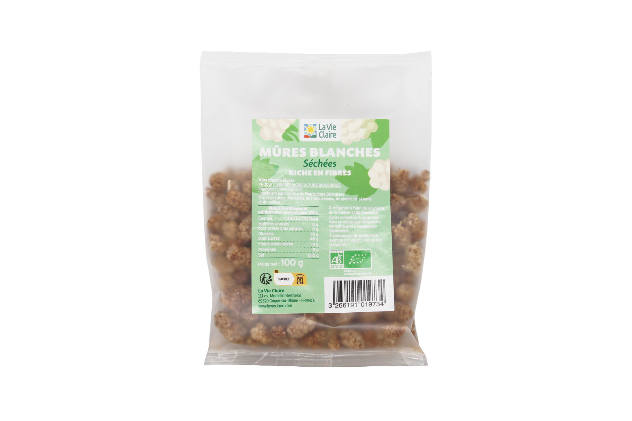 Mûre blanche sechée biologique