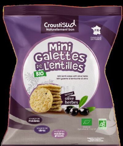 Mini Galettes de lentilles biologiques aux olives et herbes