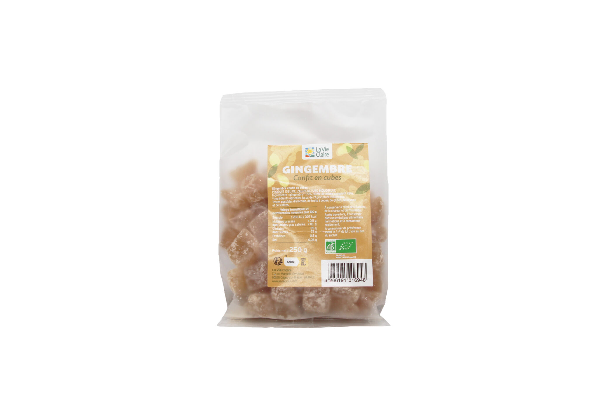 Gingembre confit en cubes bio