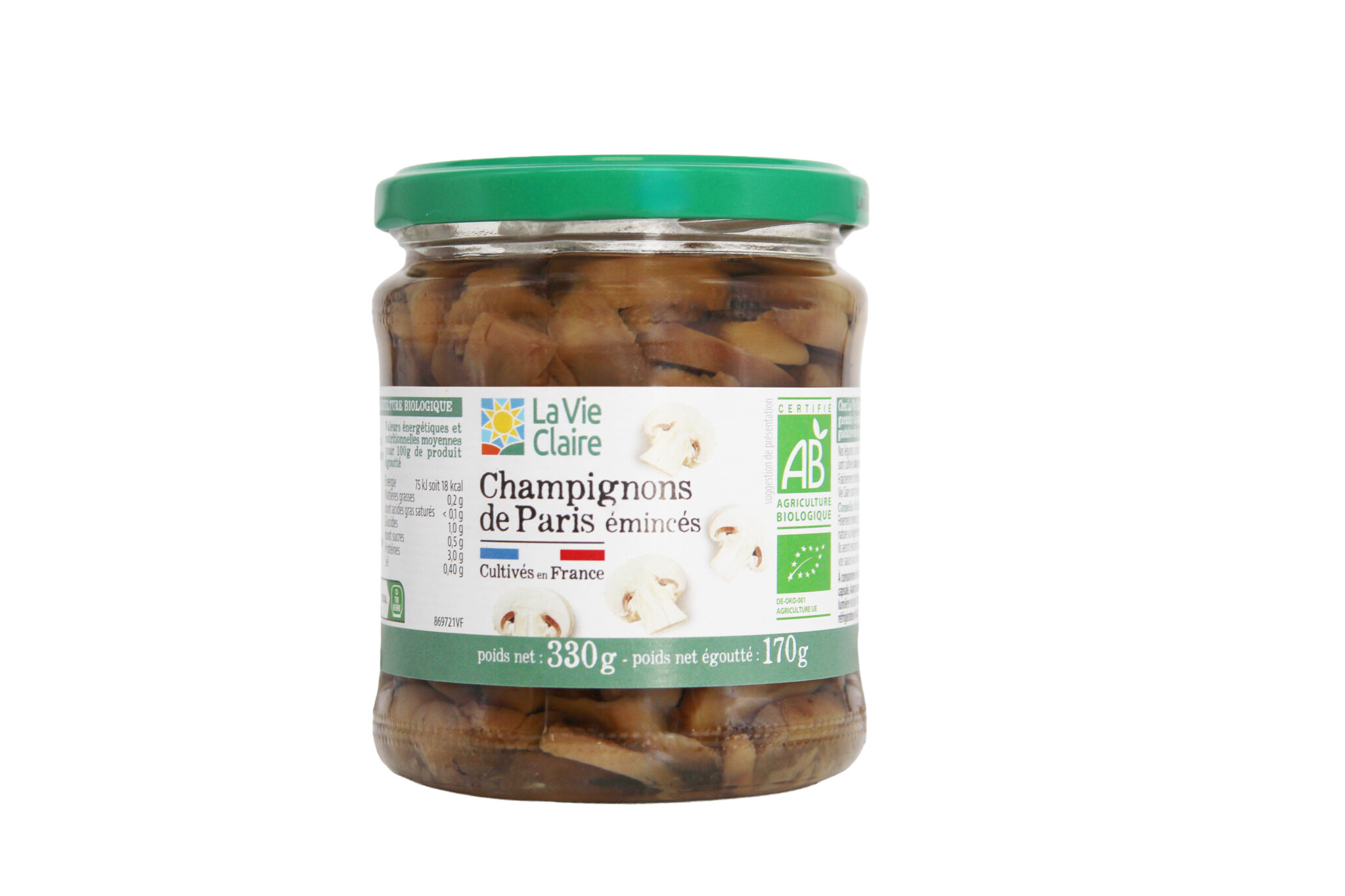 Champignons de Paris émincés bio