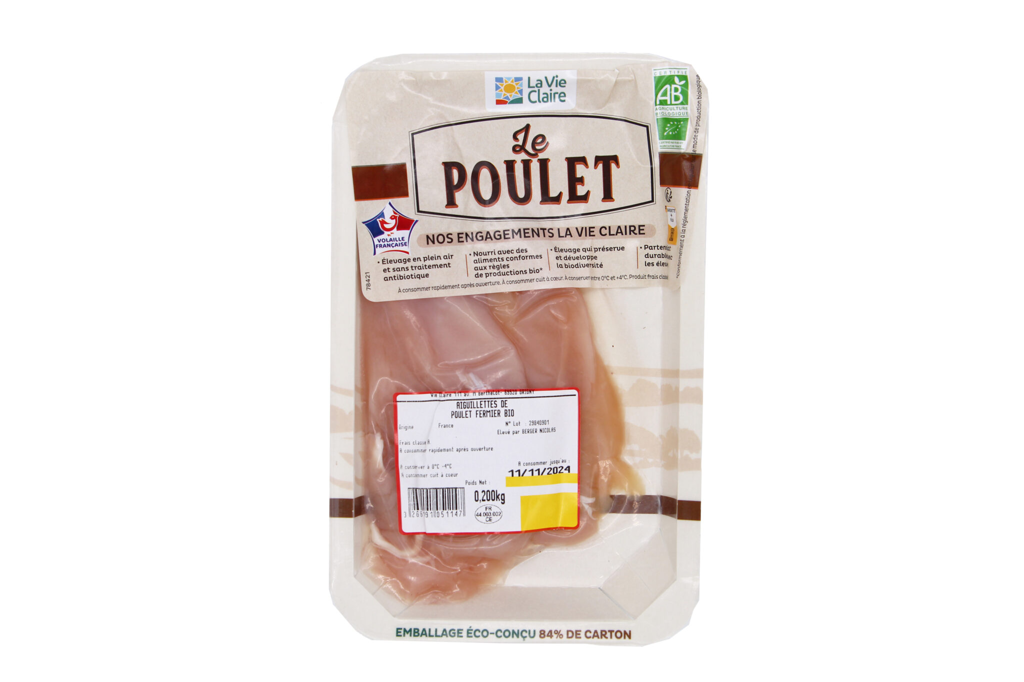 Aiguilettes de poulet fermier bio