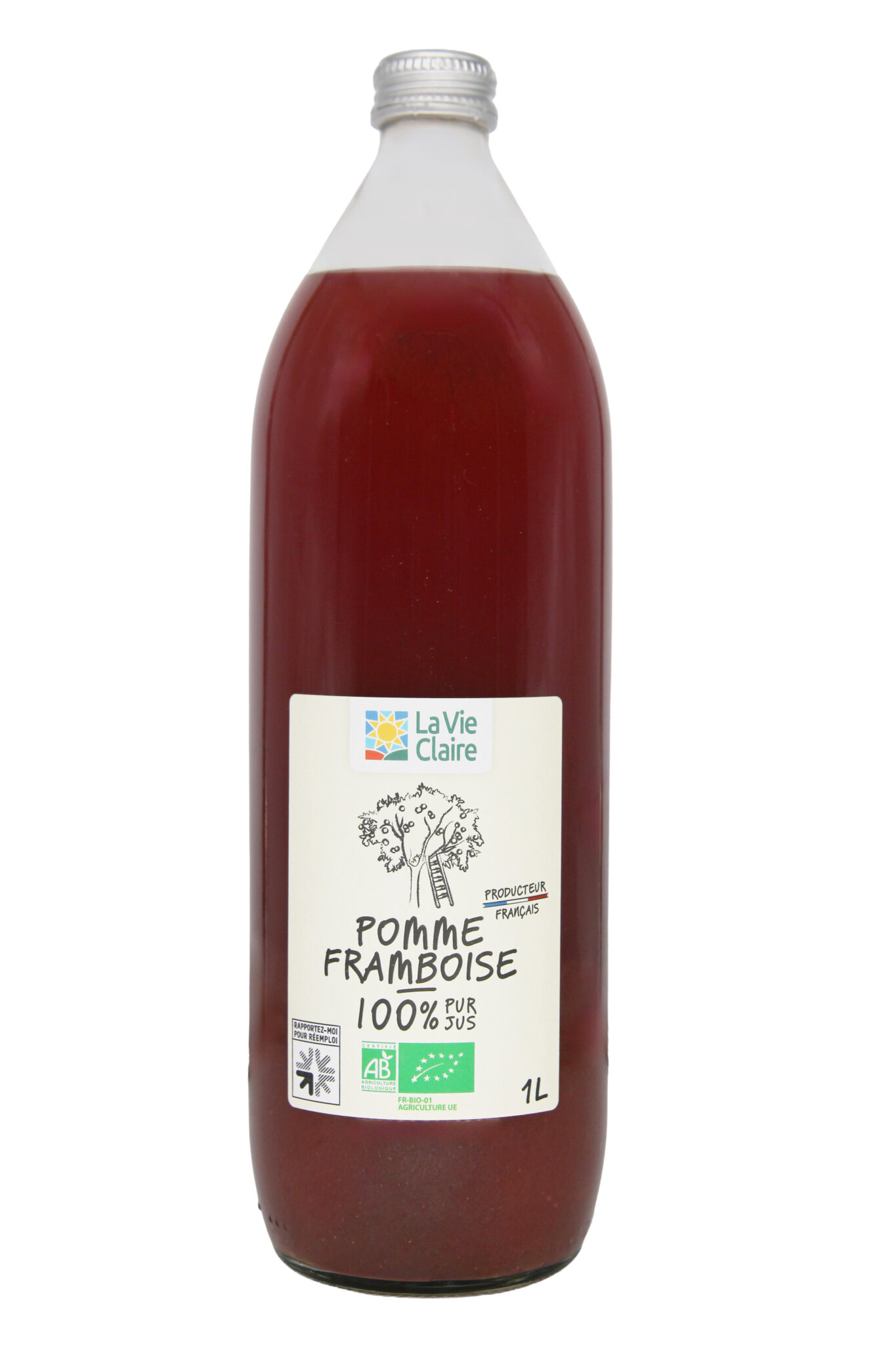 Pur jus de pomme framboise bio