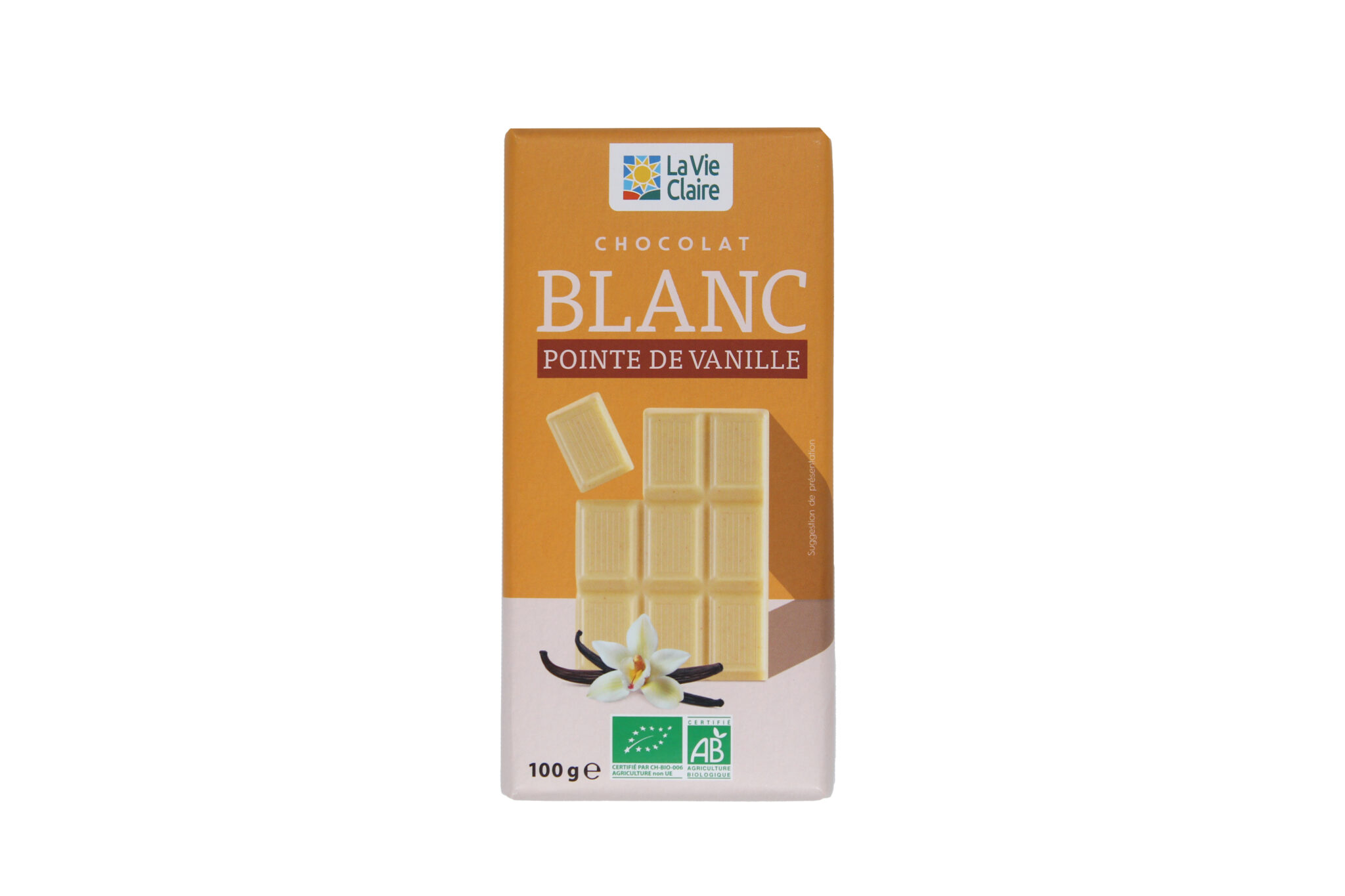 Tablette de chocolat blanc et vanille bio
