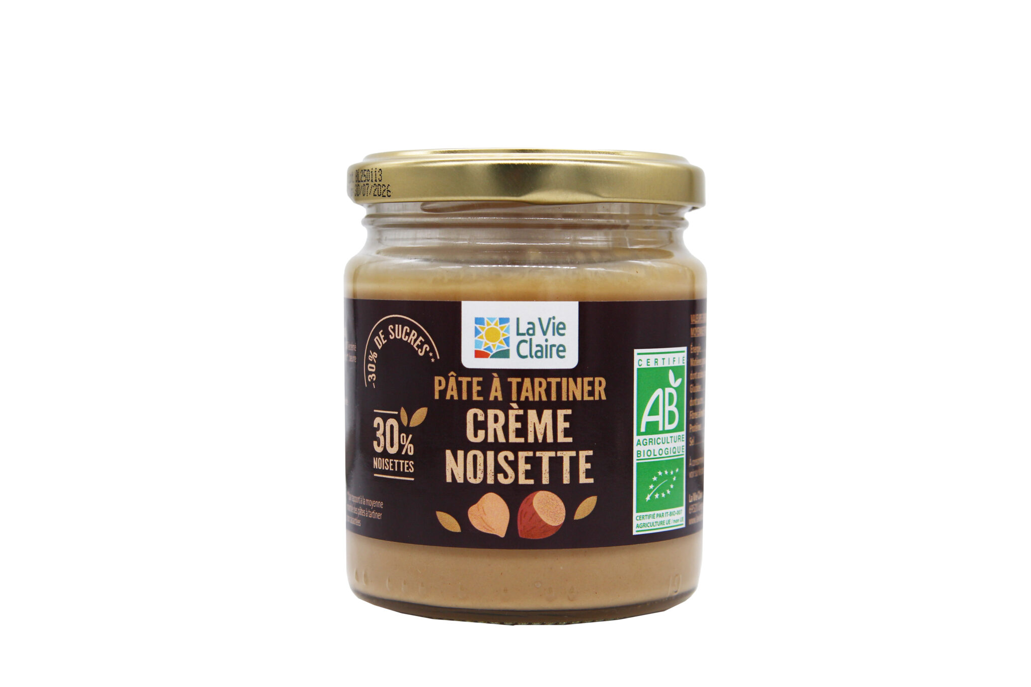 Crème noisette réduite en sucres bio